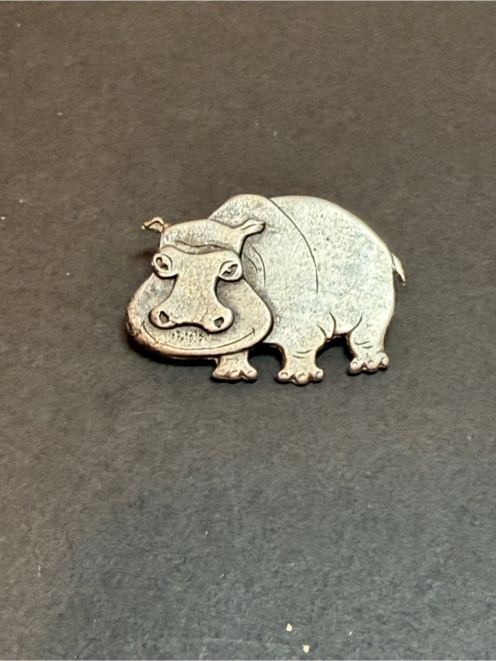 Vintage Metzke Silver Hippo Brooch Pin
